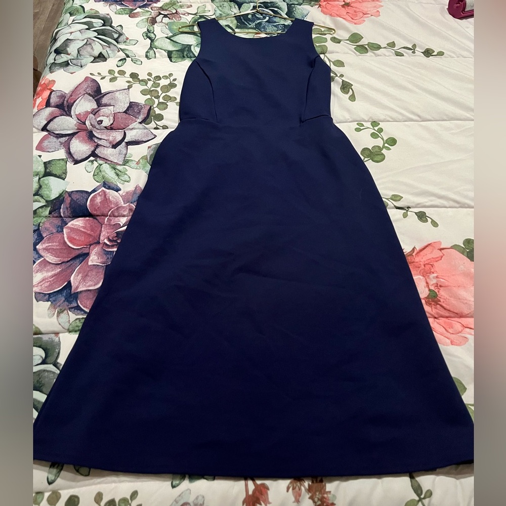 Banana Republic Navy Blue Sleeveless Criss Cross Back Midi Dress with Pockets 2